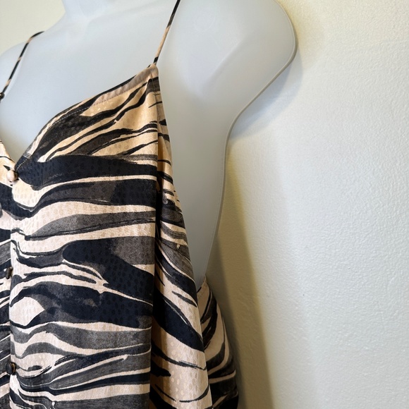 Nine West | Zebra Print Y2K Vibes Spaghetti Strap Jacquard Satin Cami Tank Top - Picture 7 of 15